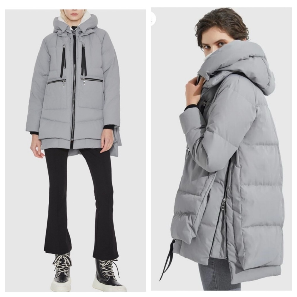 Orolay 092 Universe Women's Gray Fleece Lined Hooded Thickened Down Jacket Large